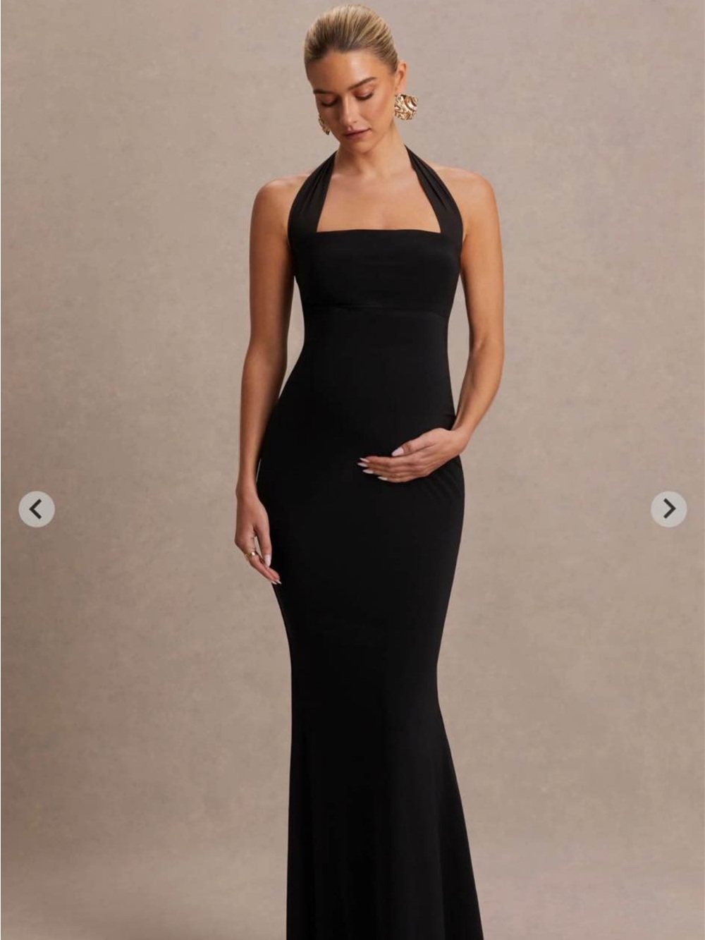 Club L London Black Halter Maternity Gown